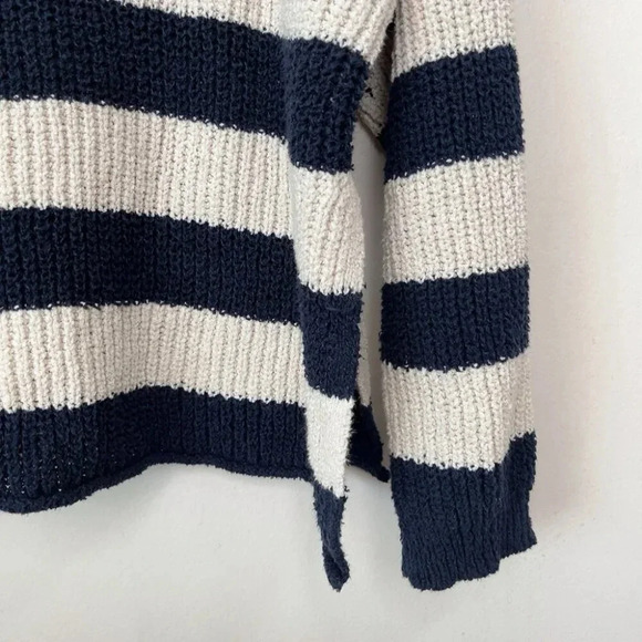 Zara  Womens M Stripes Nautical Oversized Navy White Knit Sweater - Picture 8 of 14